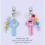 Keychain Factory - Key Shaped Pendant Pearl Heart Bead Creative