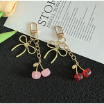 Car Keychain Factory - Cherry Pendant Gold Bow Wallet