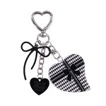 Keychain Manufacturer - Black White Checkered Heart Keychain Bow