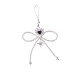 Keychain Supplier - Resin Rhinestone Love Heart Bead Bow Keychain