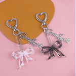 Keychain Factory - Black White Transparent Bow Heart Keychain