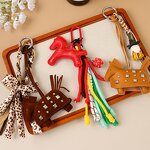 Keychain Supplier - Woven Rope PU Pony Keychain Leather Rivet