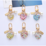 Keychain Supplier - Acrylic Pearl Love Keychain Broken Color Earphone