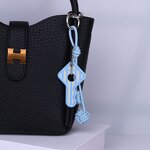 Keychain Supplier - Striped Key Keychain Woven Leather Rope Multi