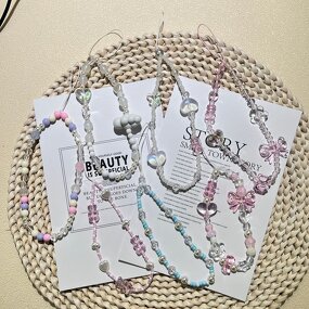 Phone Lanyard Manufacturer - Beaded Bow DIY Lanyard Label Key