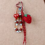 Keychain Manufacturer - Hand-Knitted Strawberry Heart Bead Pendant