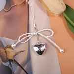 Keychain Supplier - Resin Rhinestone Love Heart Bead Bow Keychain