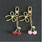 Car Keychain Factory - Cherry Pendant Gold Bow Wallet