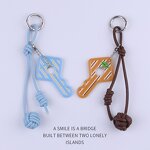 Keychain Supplier - Striped Key Keychain Woven Leather Rope Multi