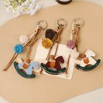 Keychain Supplier - Leather Rocking Horse Pendant Cute Niche