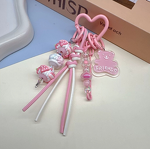 Keychain Supplier - Hand Drawn Doll Leather Rope Pendant Sweet