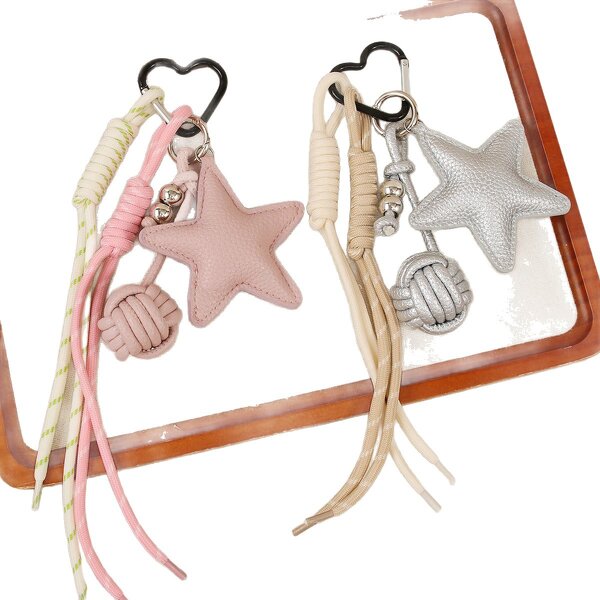 Keychain Supplier - Leather Star Handmade Knot Keychain Pendant
