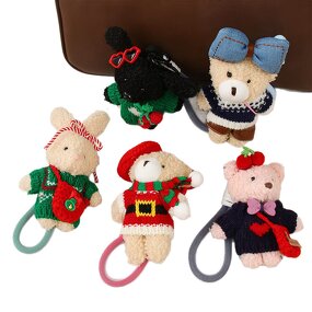 Keychain Manufacturer - Christmas Sweater Bear Plush Pendant Bow