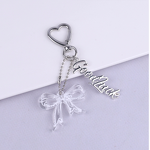 Keychain Factory - Black White Transparent Bow Heart Keychain