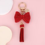 Keychain Manufacturer - Tassel Full Diamond Bow Car Keychain Tag
