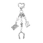 Keychain Factory - Music Festival Pearl Openwork Heart Star Keychain