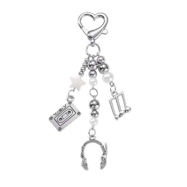 Keychain Factory - Music Festival Pearl Openwork Heart Star Keychain