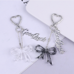 Keychain Factory - Black White Transparent Bow Heart Keychain