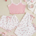 Pajama Set Factory - OEM 2025 Women's Satin Floral Print