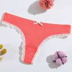 Cotton Thong Factory - OEM New Style T-Back Ribbed Lace