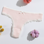 Cotton Thong Factory - OEM New Style T-Back Ribbed Lace
