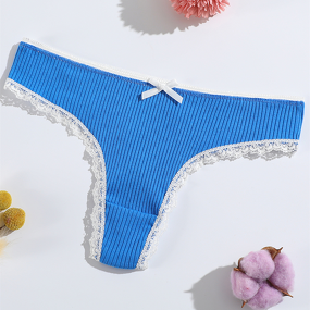 Cotton Thong Factory - OEM New Style T-Back Ribbed Lace