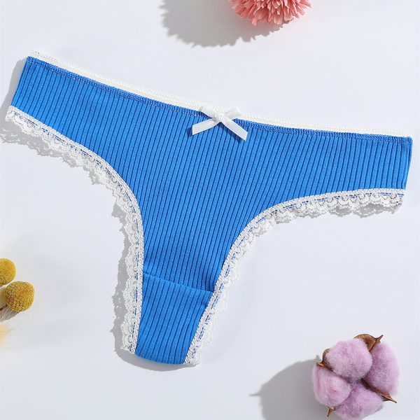 Cotton Thong Factory - OEM New Style T-Back Ribbed Lace