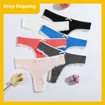 Cotton Thong Factory - OEM New Style T-Back Ribbed Lace