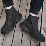 Work Boots Supplier - Men's Microfiber Leather Steel Toe Zipper