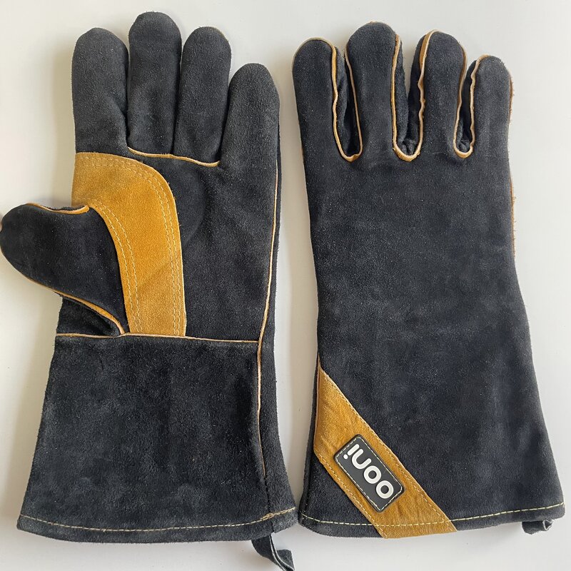 Welding Gloves Manufacturer - Black Split Cowhide Thickened Palm
