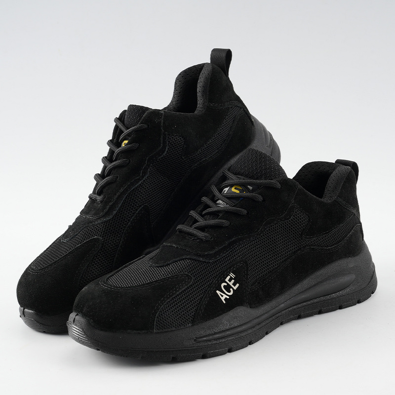 Safety Shoes Manufacturer - Black Suede Cowhide PU Anti-Slip Steel Toe