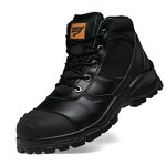 Safety Shoes Manufacturer - Black Cowhide Steel Toe Zipper PU Sole