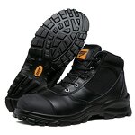 Safety Shoes Manufacturer - Black Cowhide Steel Toe Zipper PU Sole