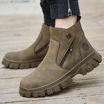 Work Boots Supplier - Men's Microfiber Leather Steel Toe Zipper