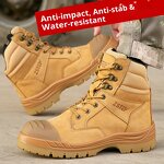 Safety Shoes Factory - High Top Steel Toe Genuine Leather Zipper