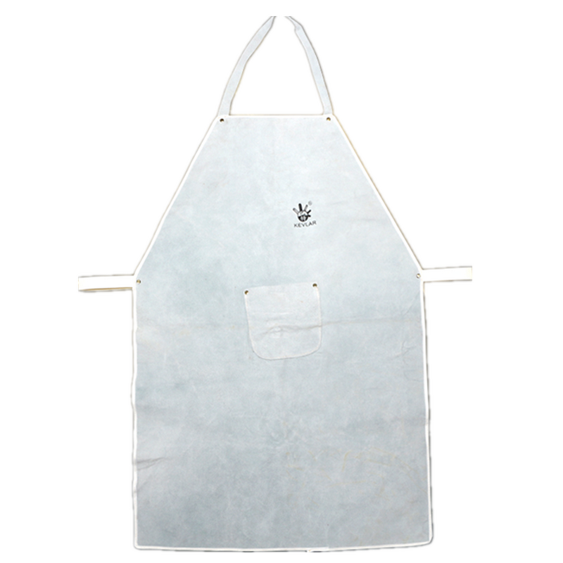 Welding Apron Supplier - White Split Cow Leather Bib Apron