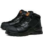 Safety Shoes Manufacturer - Black Cowhide Steel Toe Zipper PU Sole