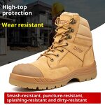 Safety Shoes Factory - High Top Steel Toe Genuine Leather Zipper