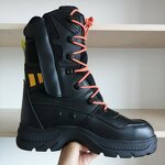 Fire Boots Factory - High Cut Black Cowhide Leather Steel Toe Kevlarr