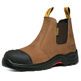 Safety Shoes Manufacturer - Men's Nubuck Leather Slip-On Plastic Toe