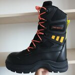 Fire Boots Factory - High Cut Black Cowhide Leather Steel Toe Kevlarr