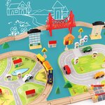 Train Set Factory - OEM 82PCS Beech Wood with Cars