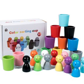 Wooden Toys Factory - OEM Rainbow Color Sorting Cup Doll