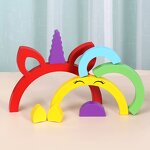 Wooden Blocks Factory - OEM Unicorn Rainbow Building Set