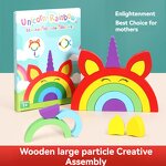 Wooden Blocks Factory - OEM Unicorn Rainbow Building Set