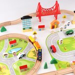 Train Set Factory - OEM 82PCS Beech Wood with Cars
