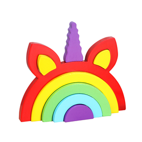 Wooden Toys Factory - OEM Unicorn Rainbow Stacking Toy