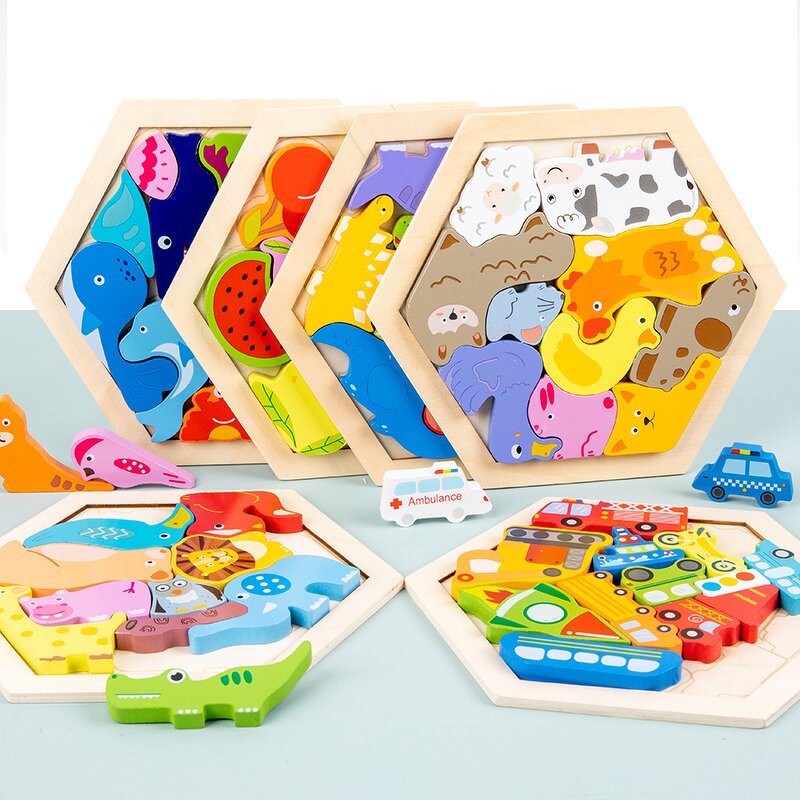 Wooden Puzzle Factory - OEM Hexagonal Tangram 3D Jigsaw