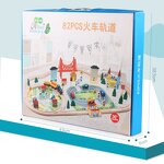 Train Set Factory - OEM 82PCS Beech Wood with Cars