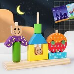 Wooden Blocks Factory - OEM Day Night Theme Stacking